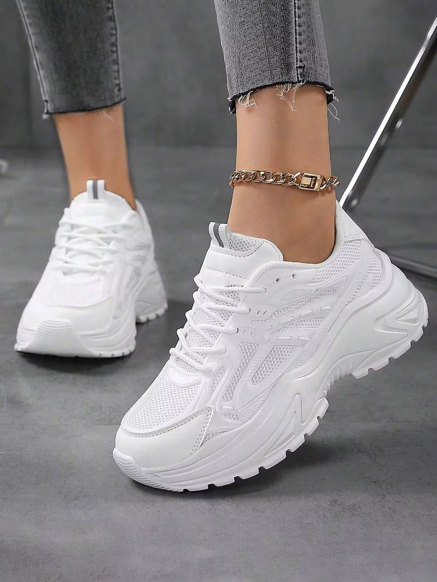 Women's Comfortable Chunky Chunky Sneakers, Breathable Lightweight Walking Shoes, Fashionable Platform Casual Sports Shoes