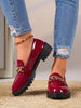 British Style PU Women's Spring/Autumn New Versatile Bow Slip-On Loafers Chunky Heel High Heels