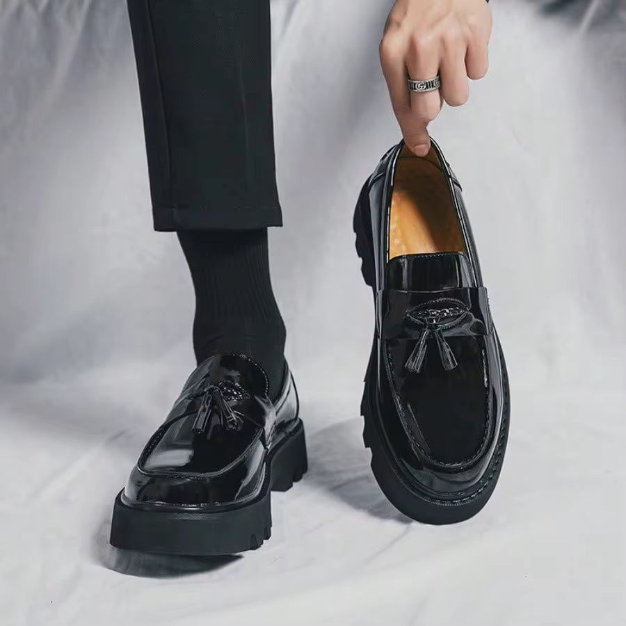 Men's Dress Shoes, Tasseled Decoration Loafers, British Style, Glossy Comfortable Shoes