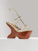 SHUZIA Women Minimalist Metal Decor Straps Chunky Wedge Heeled Sandals Summer Shoes